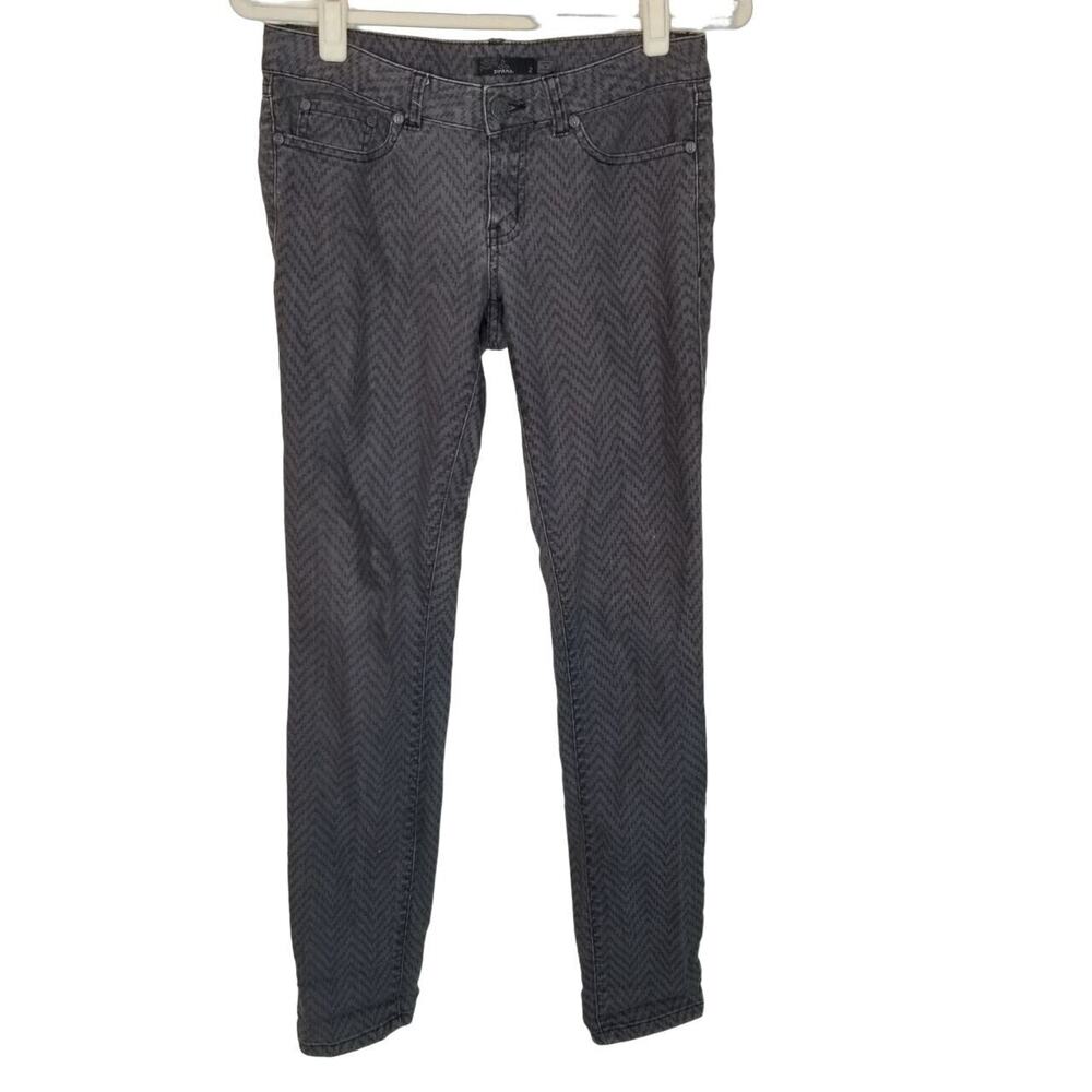 Prana Womens Chevron Slim Fit Straight Leg Jeans Size 2 Low Rise Stretch Denim